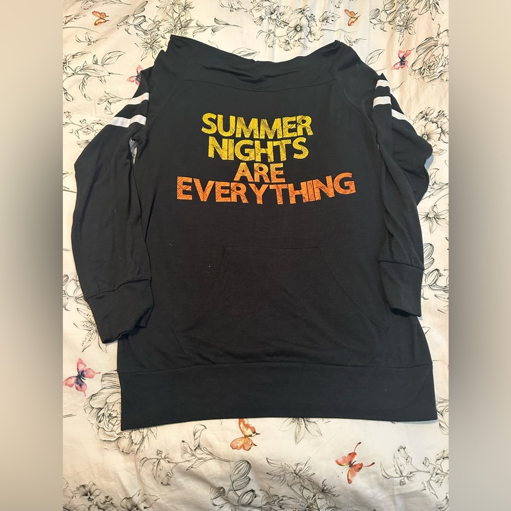 Black Long Sleeve Tee with Graphic Print
